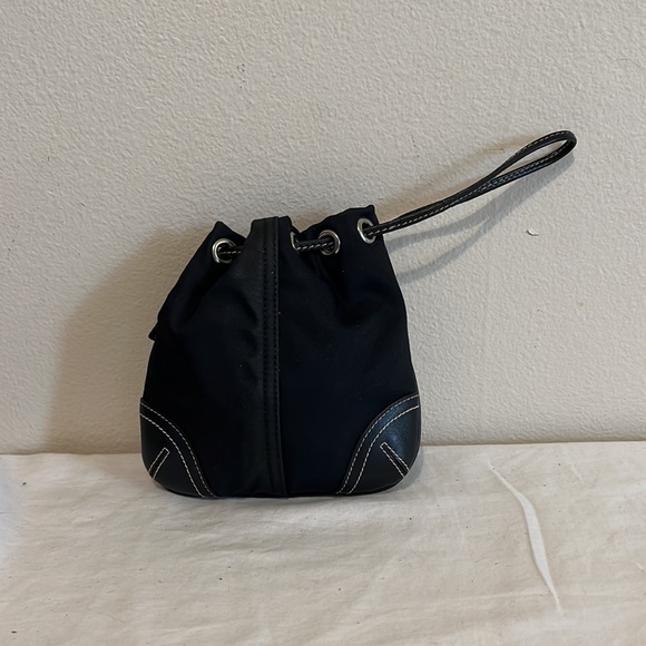 COACH 8669 Mini Drawstring Signature Nylon & Leather Coin Pouch Purse Rare! EUC! - Picture 2 of 9